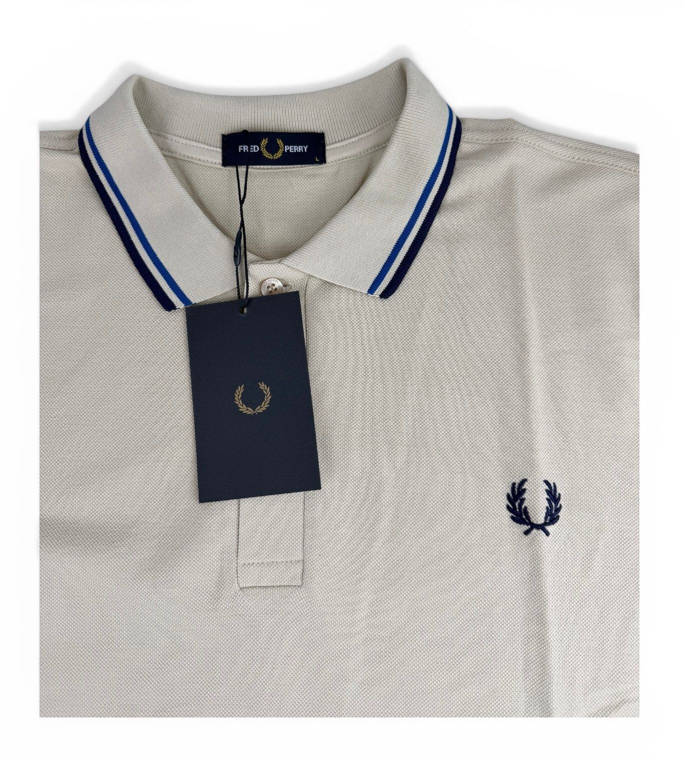 Fred Perry Twin Tipped Polo Shirt Stone/Navy/Blue