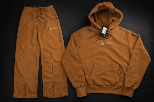 Karl Kani Set Small Signature Hoodie & Wide Leg Sweatpants Set – Braun XS