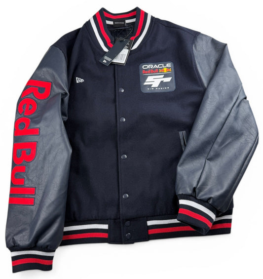 New Era Oracle Red Bull Sim Racing Varsity Jacket – Schwarz