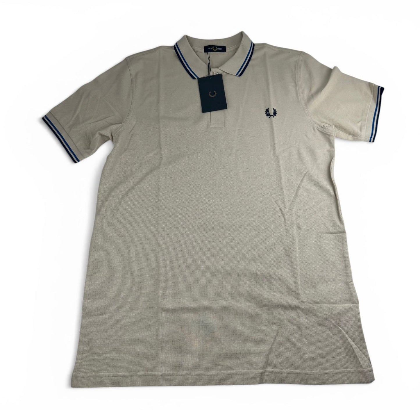 Fred Perry Twin Tipped Polo Shirt Stone/Navy/Blue