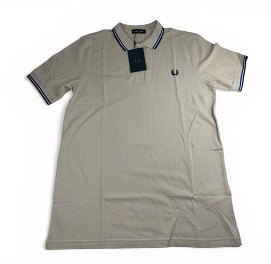 Fred Perry Twin Tipped Polo Shirt Stone/Navy/Blue