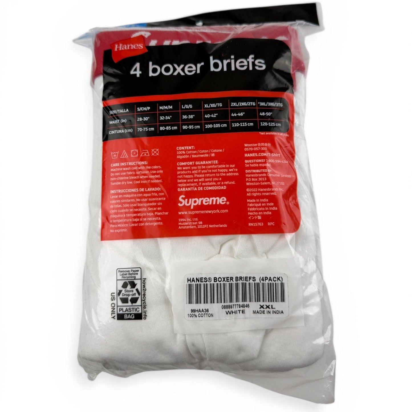 Supreme x Hanes Boxer Briefs 4er-Pack – Weiß XXL
