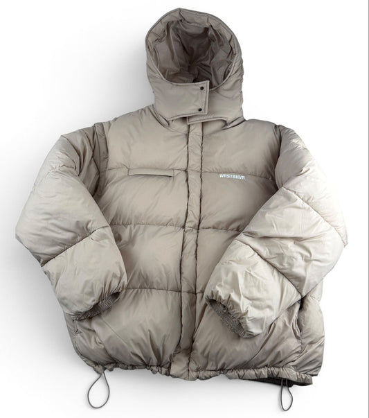 WRSTBHVR Studio Puffer Jacke – Greige (XL/XXL)