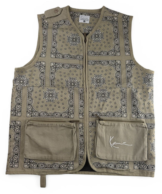 Karl Kani Bandana Paisley Utility Vest Olive